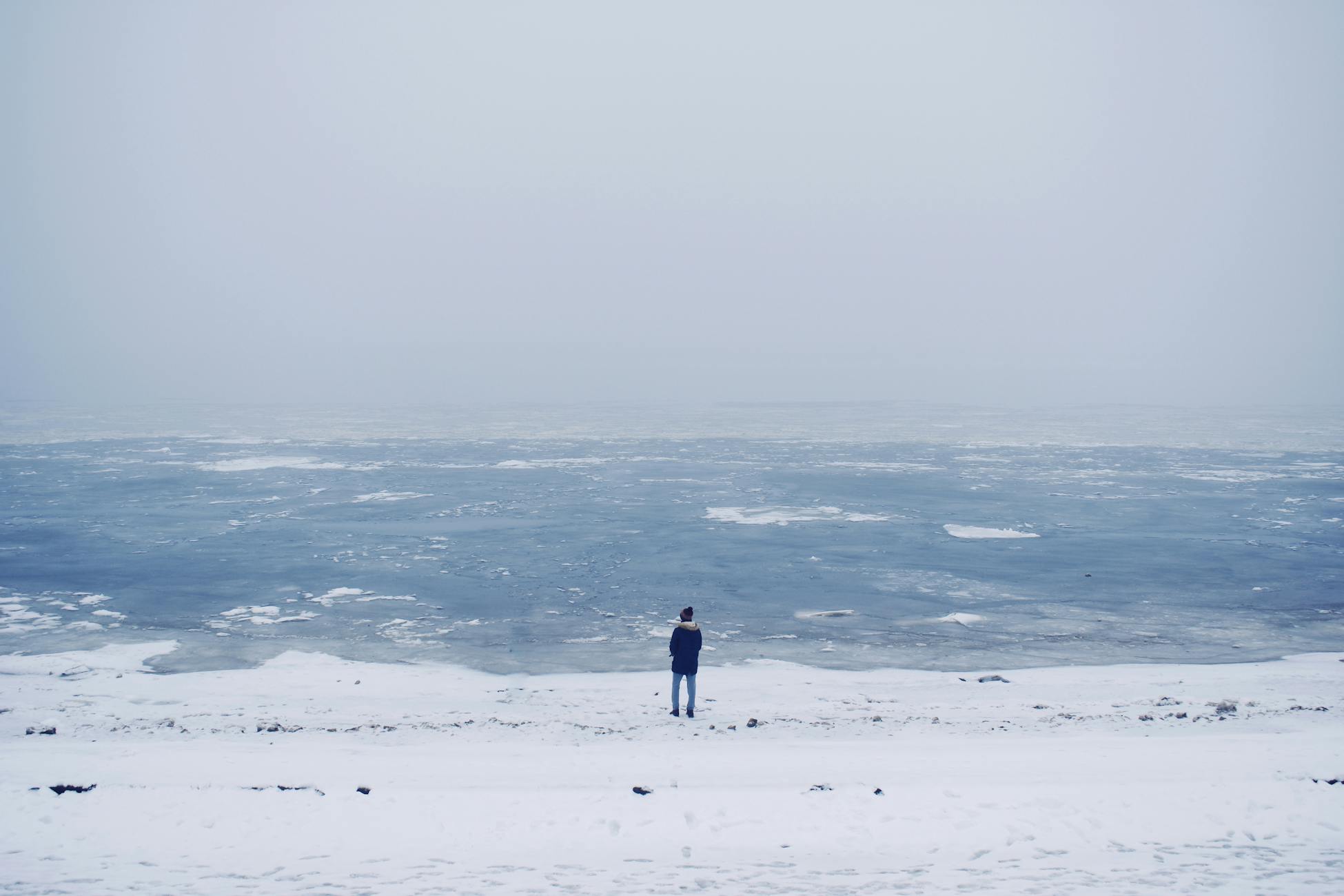 person standing alone crowd