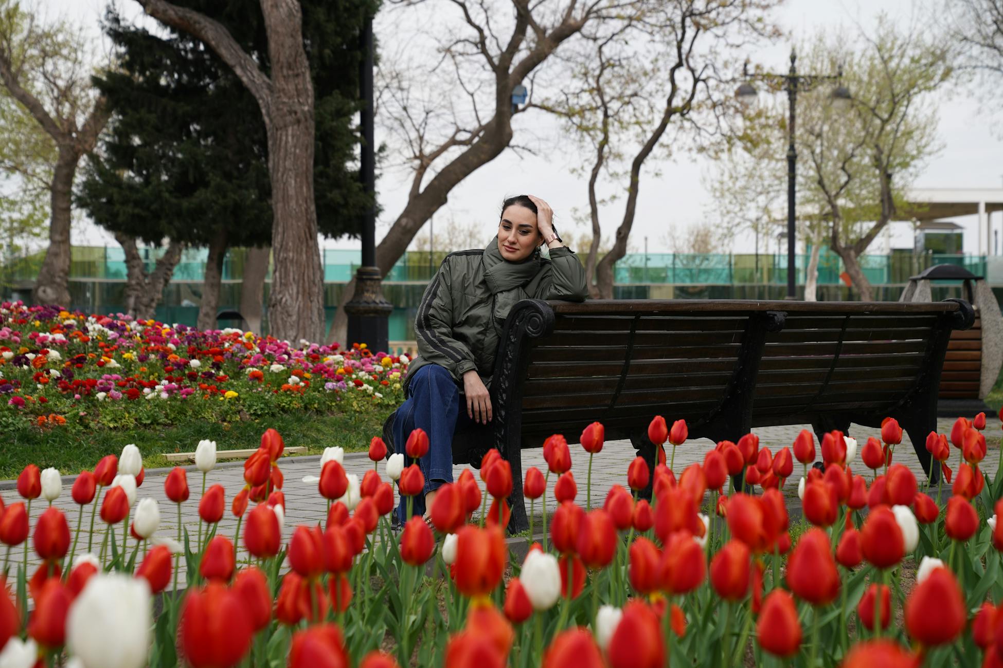 person sitting garden solitude