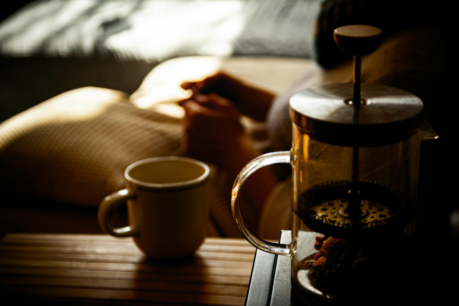 father coffee morning quiet