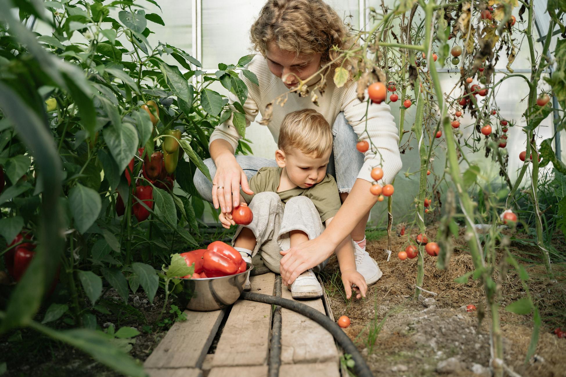 parent toddler garden play