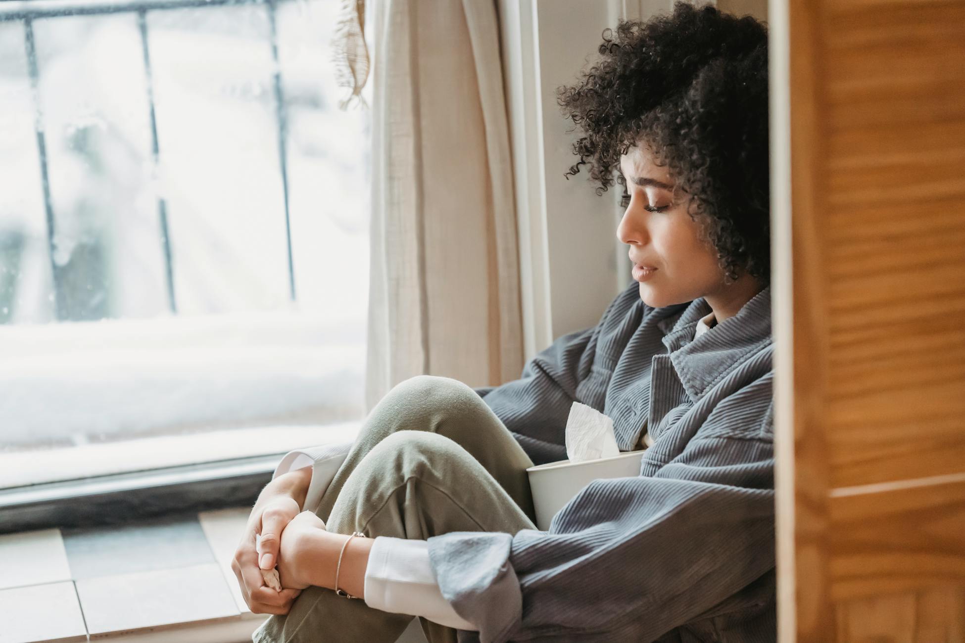 adult woman thinking quietly